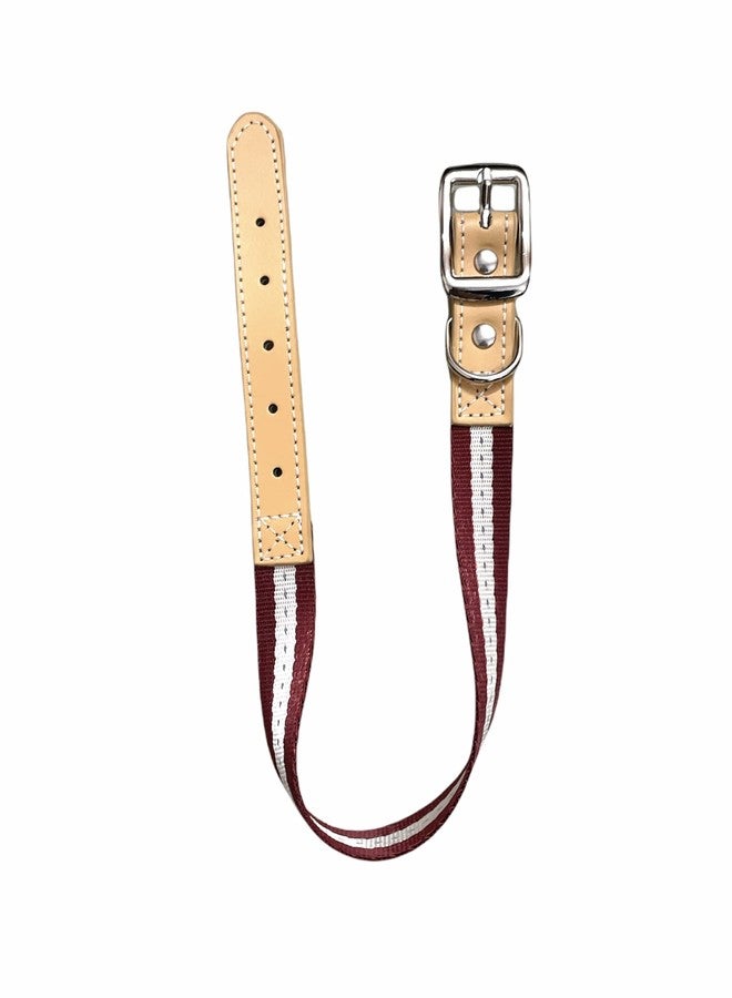 DOGTOWN Soft Nylon Collar with Strip Pattern for Dogs & Kitten (Color May Vary) (20 MM, Maroon) - Image 3
